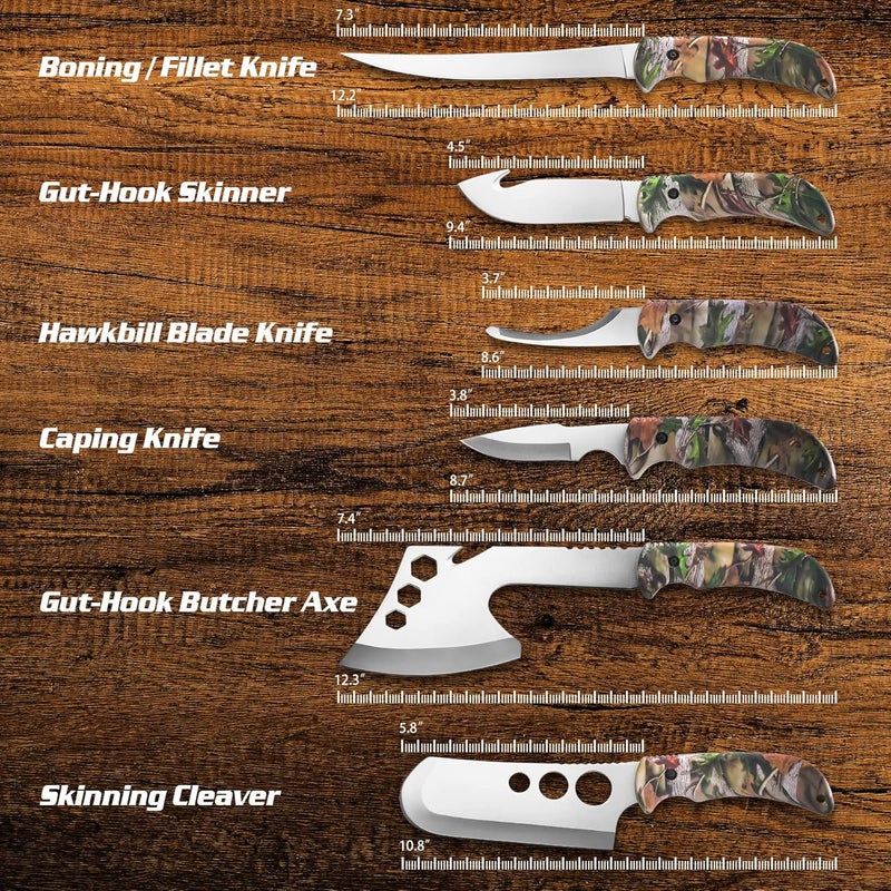 LYTACTICS Hunting Deer Knife Set Field Dressing Kit Forest Portable Butcher Game Processor Set, 12 Pieces - Image 3